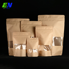 supporto biodegradabile normale delle azione di 100g 250g 500g 1kg sulla borsa della carta kraft di Brown con la chiusura lampo